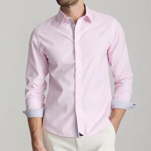 UNTUCKit Men’s Light Pink Spread-Collar Long Sleeve Dress Shirt